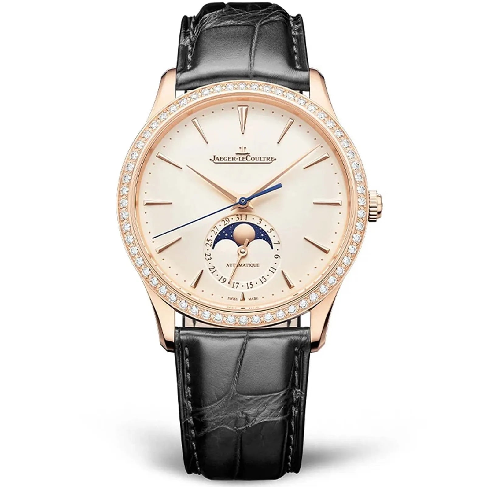 Master Ultra Thin 39 mm Automatic Pink Gold Diamond Moon Phase Ultra Thin Watch Jaeger-LeCoultre