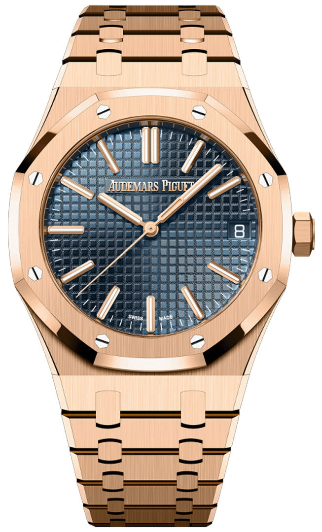 Audemars Piguet Royal Oak 15510OR.OO.1320OR.03 18K Rose Gold 41mm Blue Dial Mens Watch