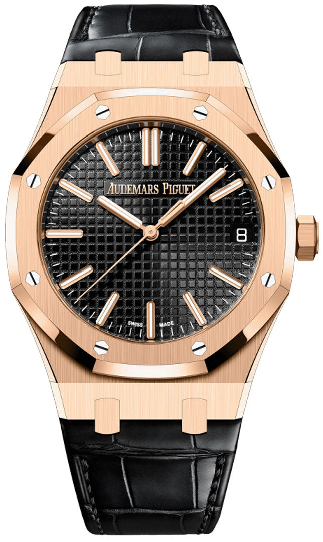 Audemars Piguet Royal Oak 15510OR.OO.D002CR.02 18K Rose Gold, 41mm Black Dial Mens Watch