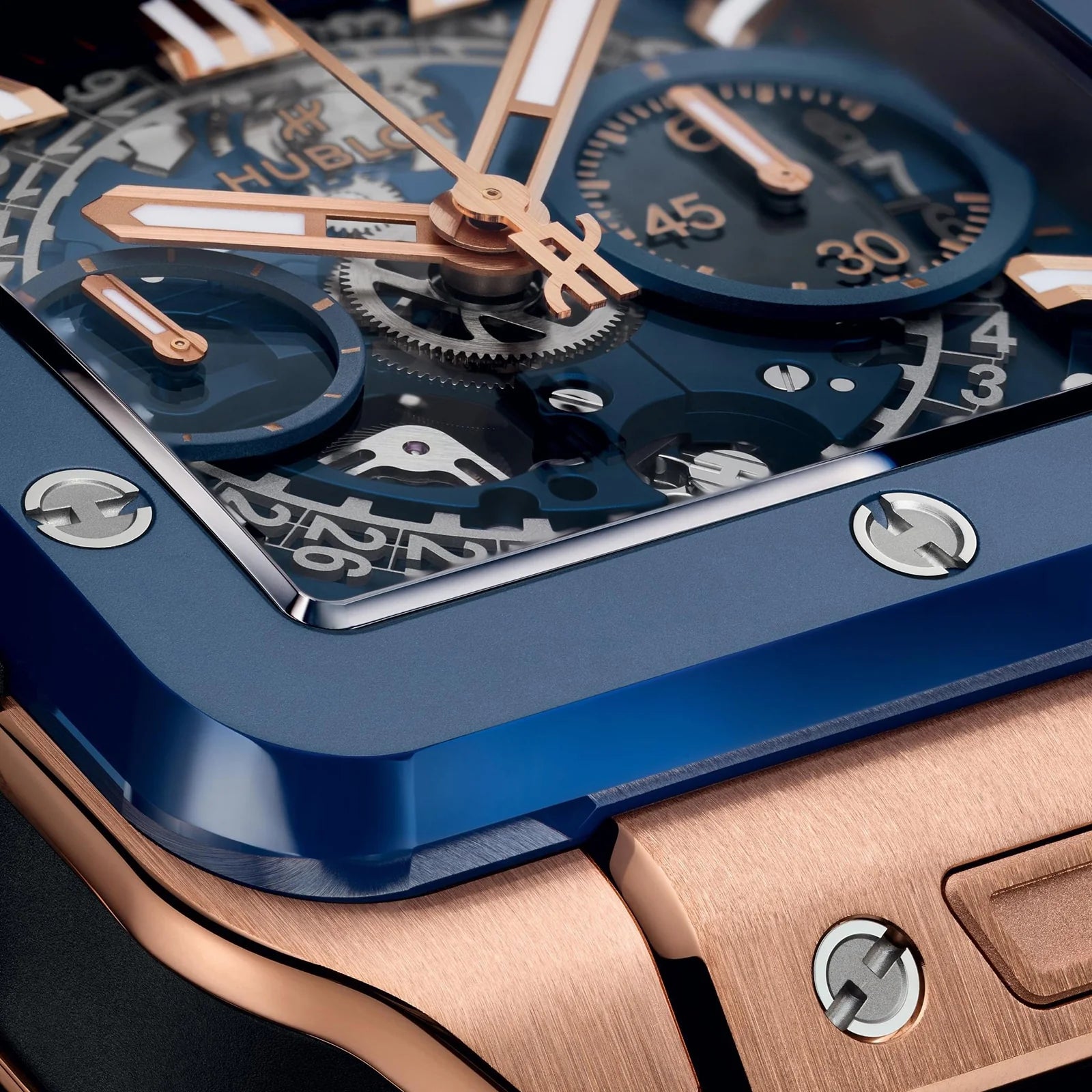 Hublot Square Bang Unico king Gold 821.OL.5180.RX Blue Ceramic 42mm Men’s Watch