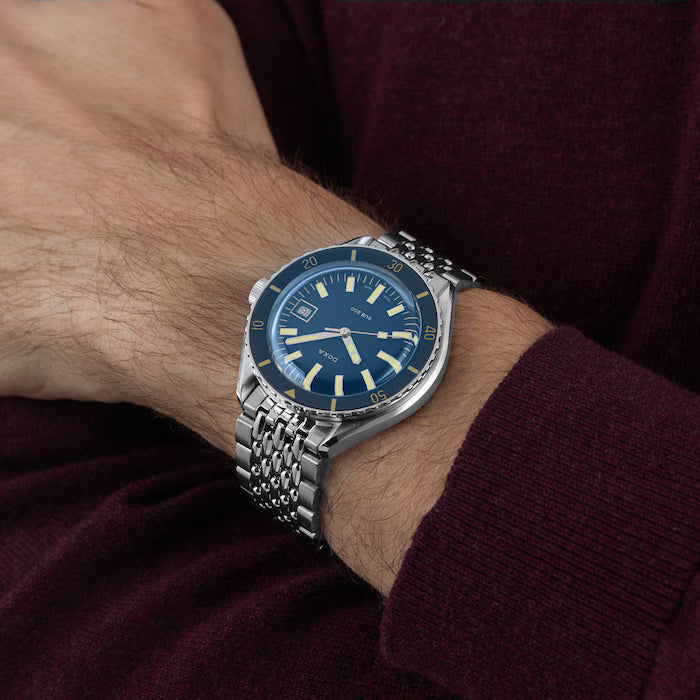 DOXA MEN'S SILVER TONE CASE BLUE DIAL AUTOMATIC WATCH