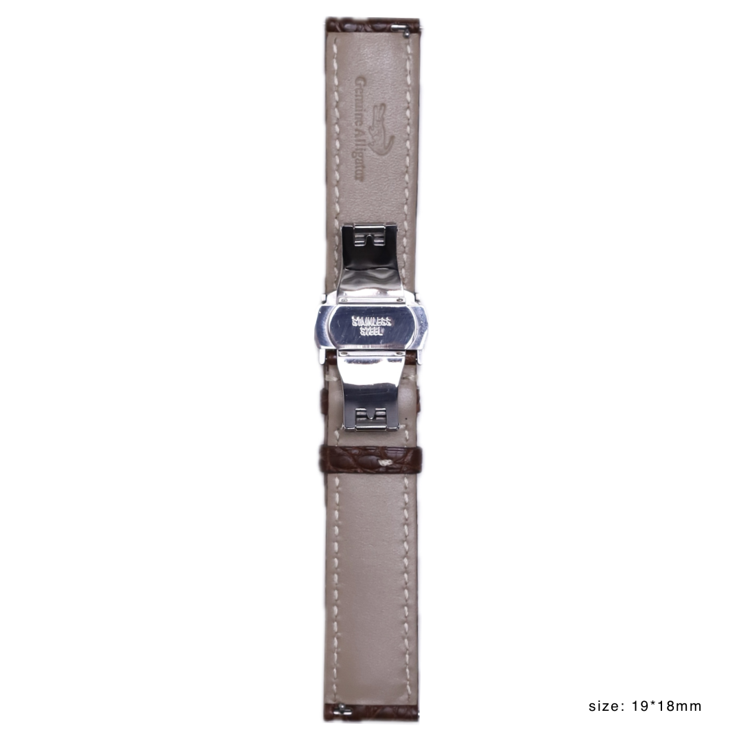 Handmade authentic Alligator brown leather band size 19*18