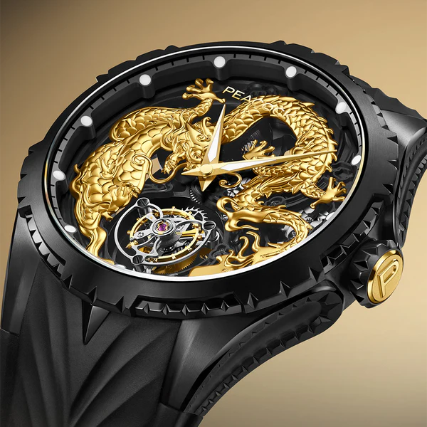 Peacock 24K Gold Year of the Dragon Tourbillon Watch Peacock