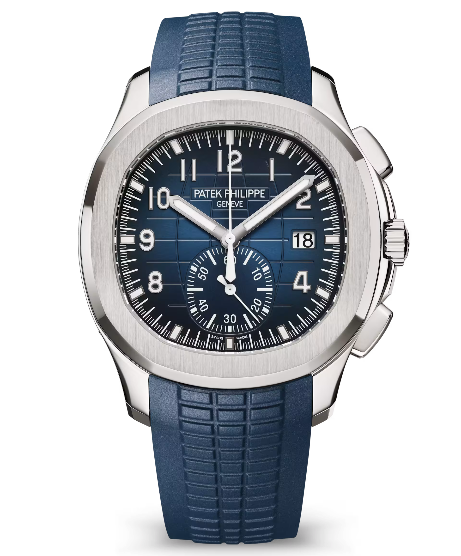 Patek Philippe Aquanaut 5968G-001 Blue Dial Flyback Chronograph 42.2mm18K White Gold Mid Night Blue Rubber Straps