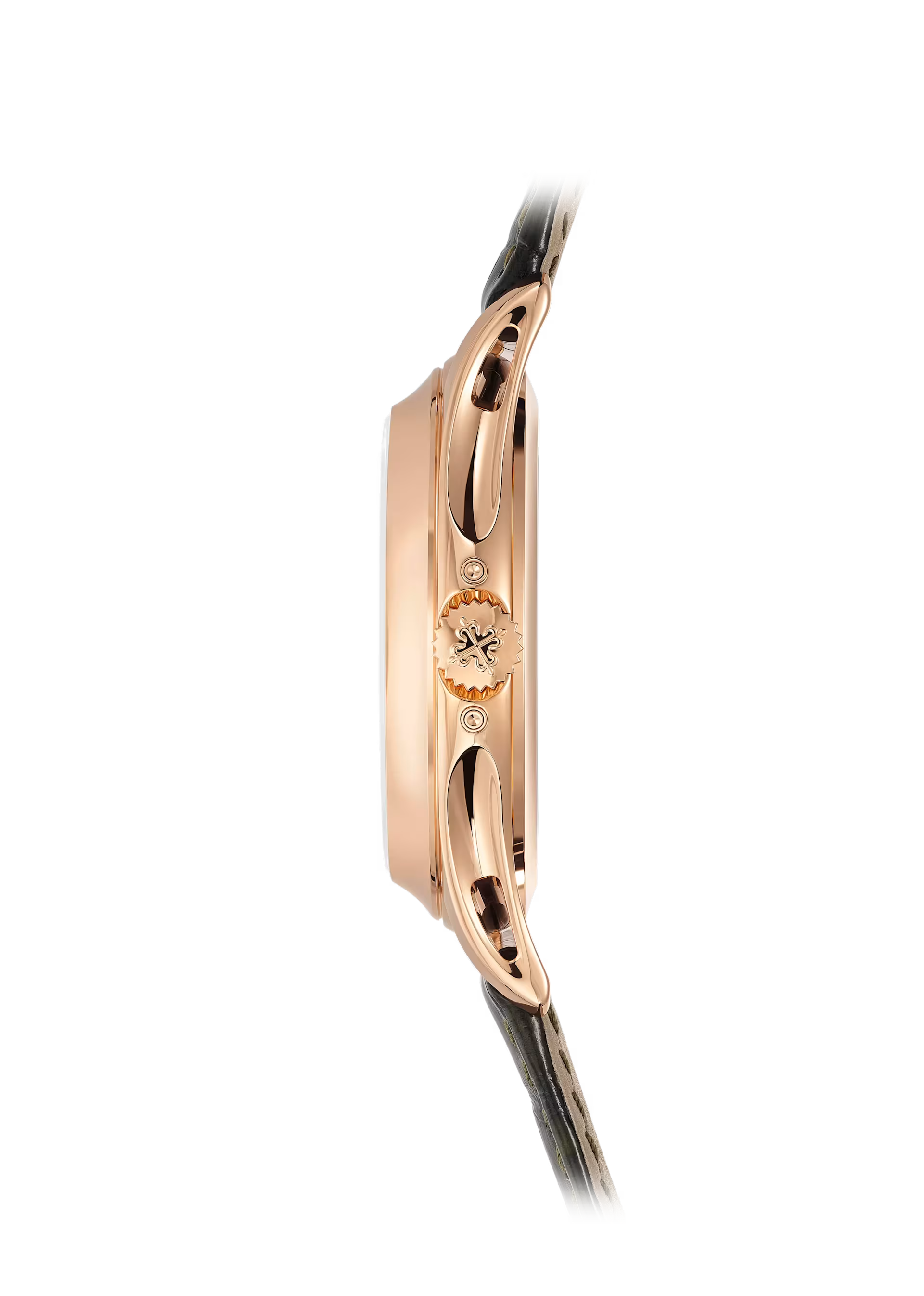 ساعة باتيك فيليب كومبليكايشنز 5205R-011، مينا أخضر زيتوني بنمط أشعة الشمس، تقويم سنوي