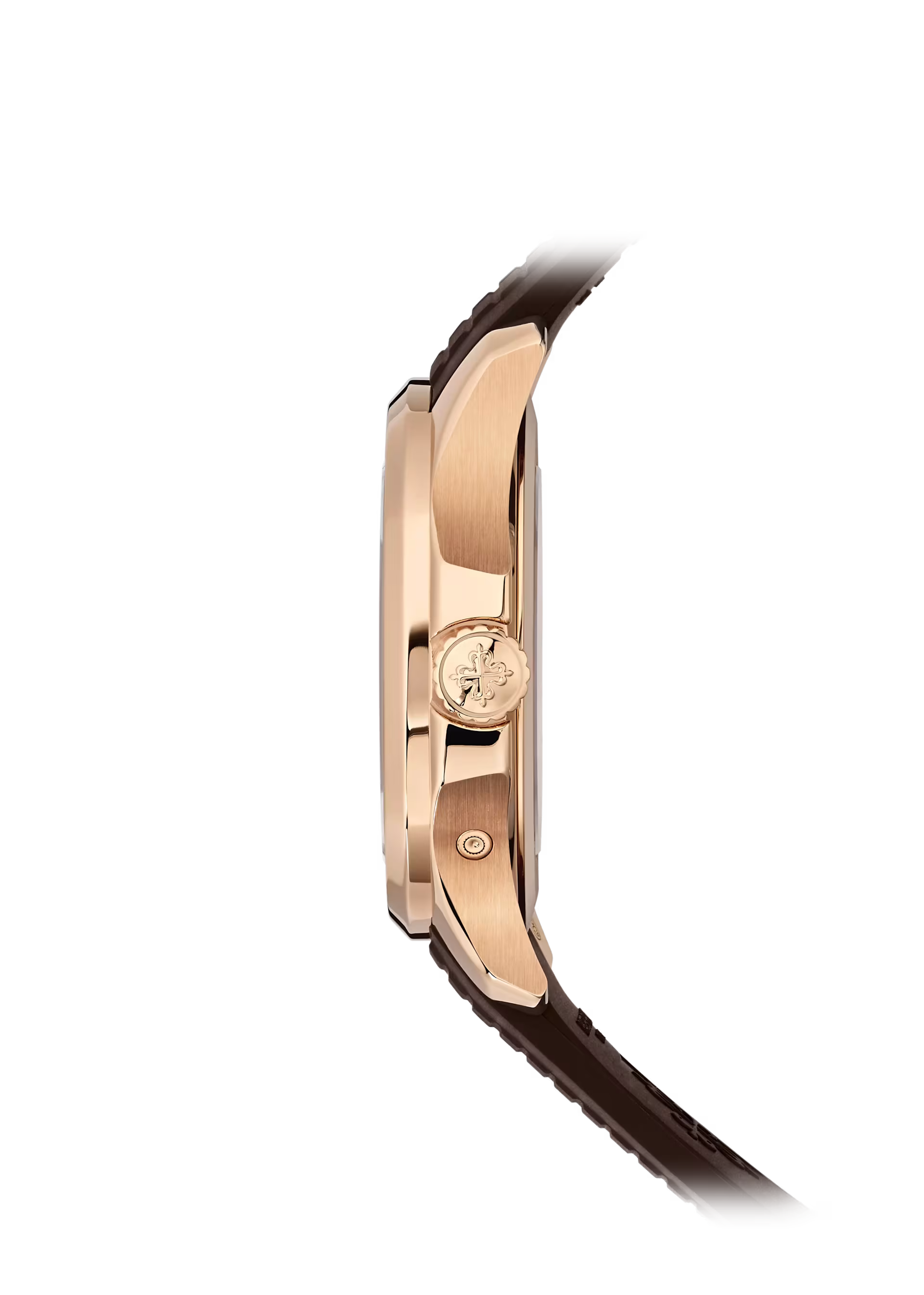 ساعة باتيك فيليب أكوانوت 5164R-001، مينا بني، عرض الوقت، قطر 40.8 مم، سوار من الذهب الوردي عيار 18 قيراطًا، سوار من المطاط البني