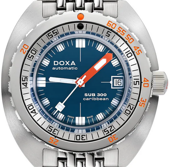 DOXA MEN'S SILVER TONE CASE BLUE DIAL AUTOMATIC WATCH