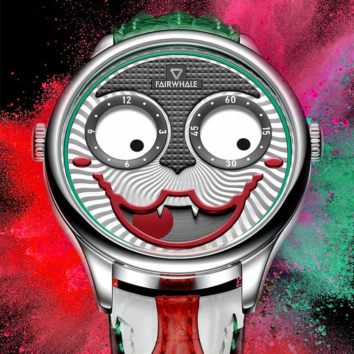 Wristwatch with unique design on a colorful abstract background
