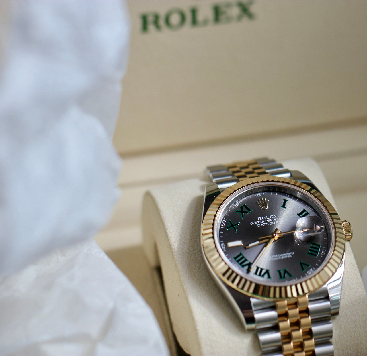 Rolex Datejust 126333 SLGRJ Fluted Bezel Slate Green Roman Dial 41Mm Oystersteel Jubilee Bracelet Men’S Watch