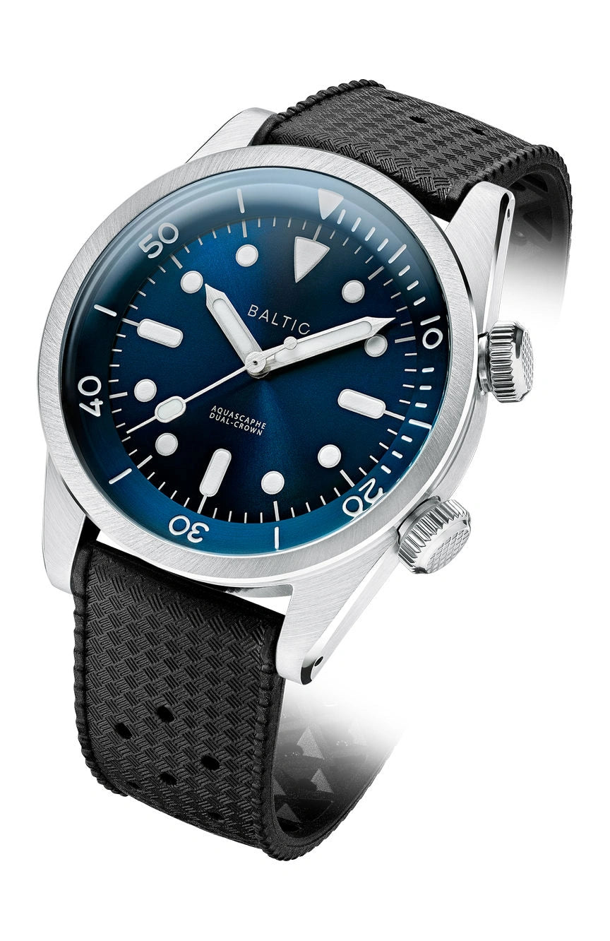 BALTIC AQUASCAPHE Aquascaphe Dual-Crown - Blue - Rubber Black - Medium