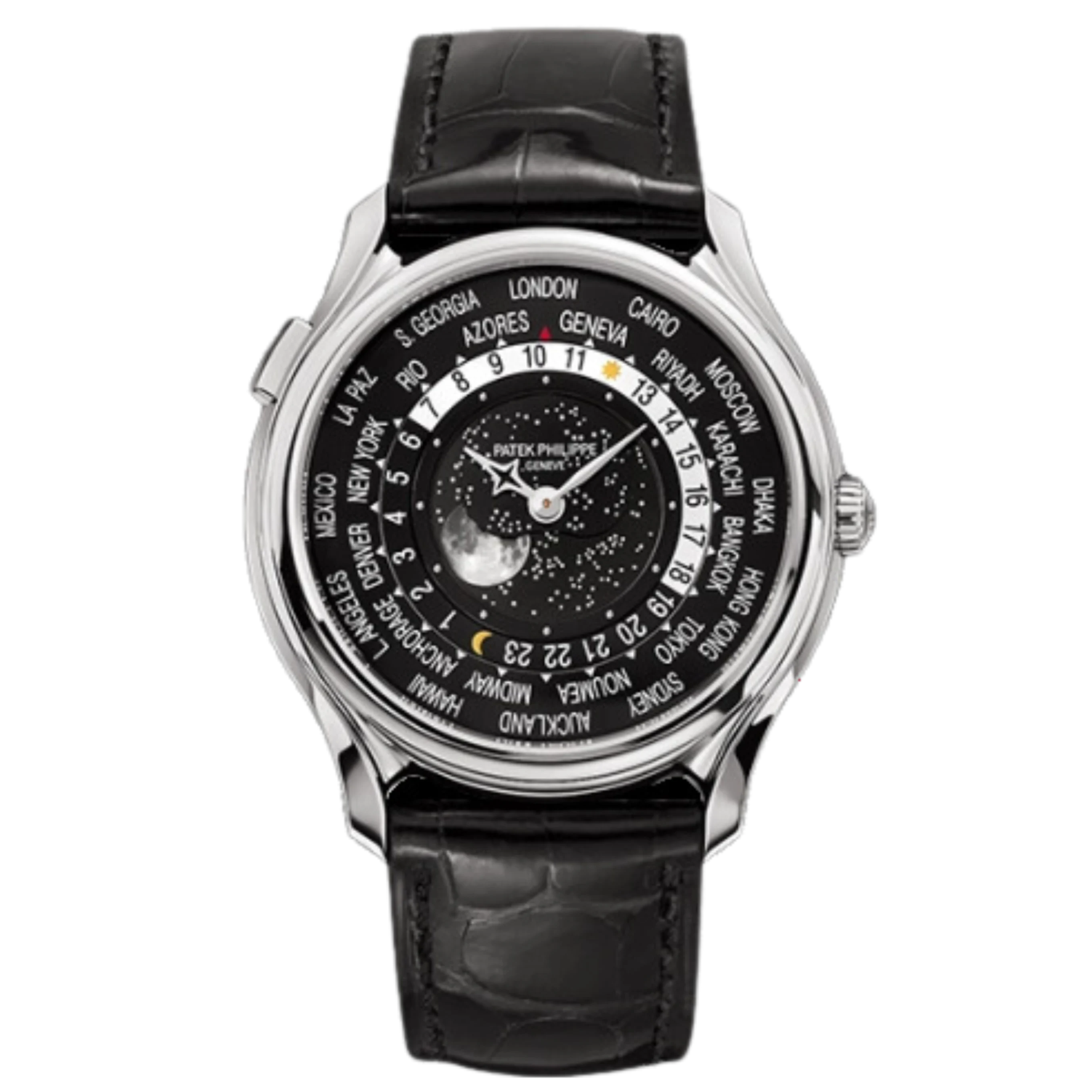 Patek Philippe World Time MoonPhase 5575G-001 White Gold 175th Anniversary 40mm Black Mens Watch