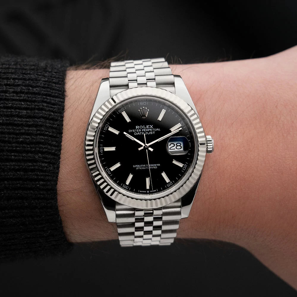 Rolex Datejust 126334-0018 Black Index Dial White Gold Fluted Bezel 41mm Oystersteel Jubilee Bracelet Men’S Watch