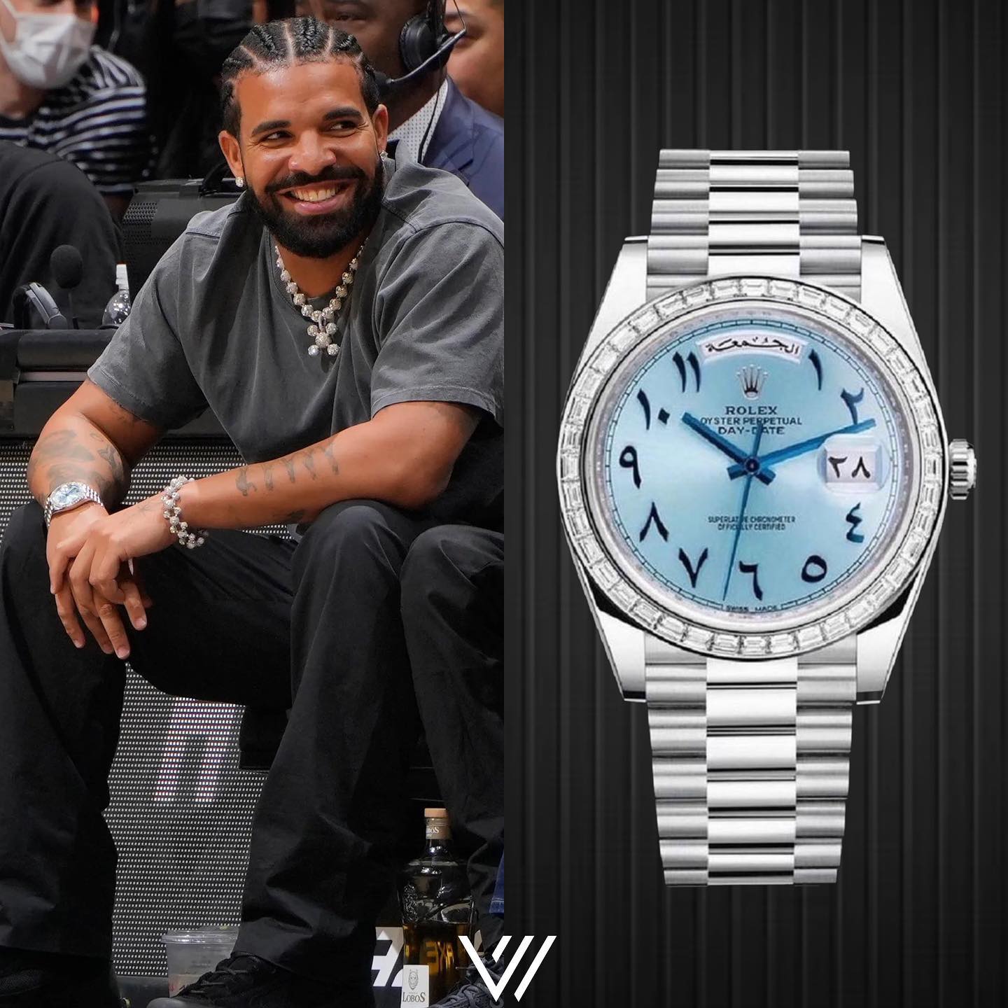Rolex Day Date 22839TBR Automatic Diamond Bezel Arabic Numerals 40mm Ice Blue Dial Unisex Watch
