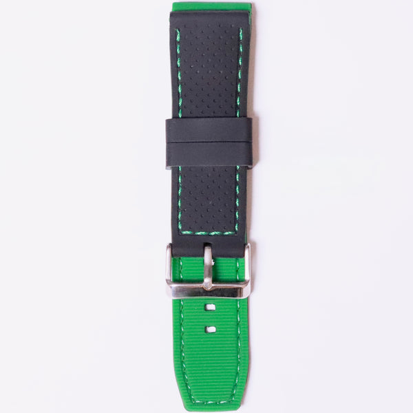 Anti-Bacterial Black x Green rubber band 22mm - Azzam Watches 