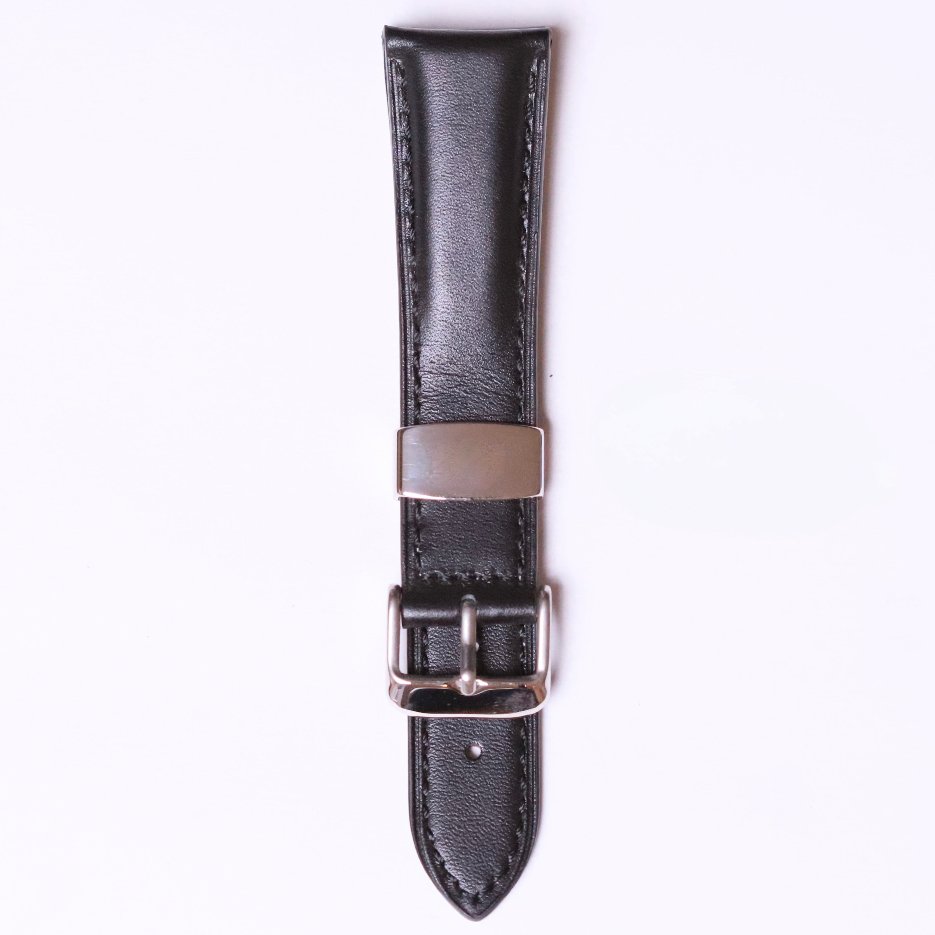 Edge High Quality cow leather 22mm " Black and Steel Buckle " - Azzam Watches