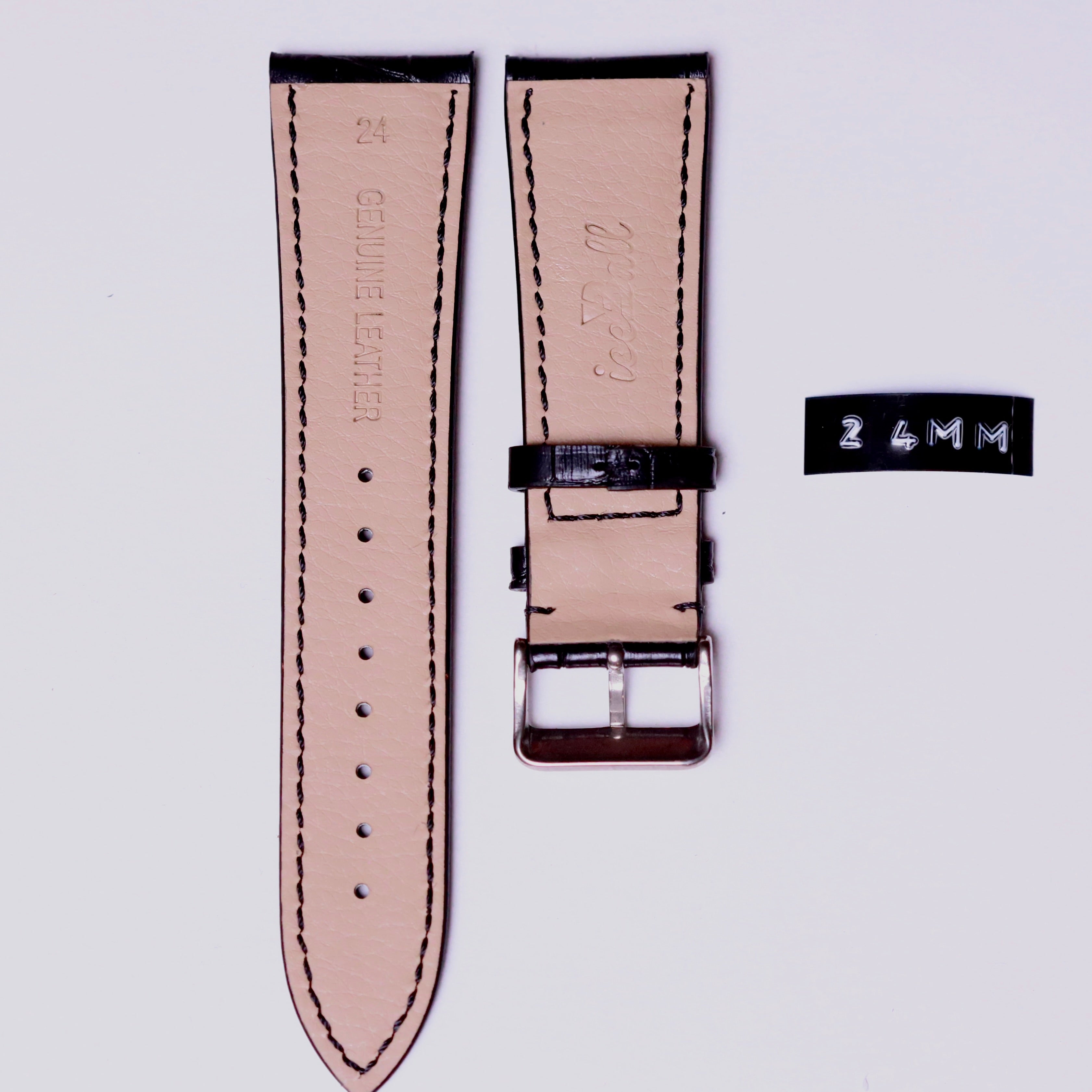 Ice ball antibacterial leather 24mm - Black - Azzam Watches