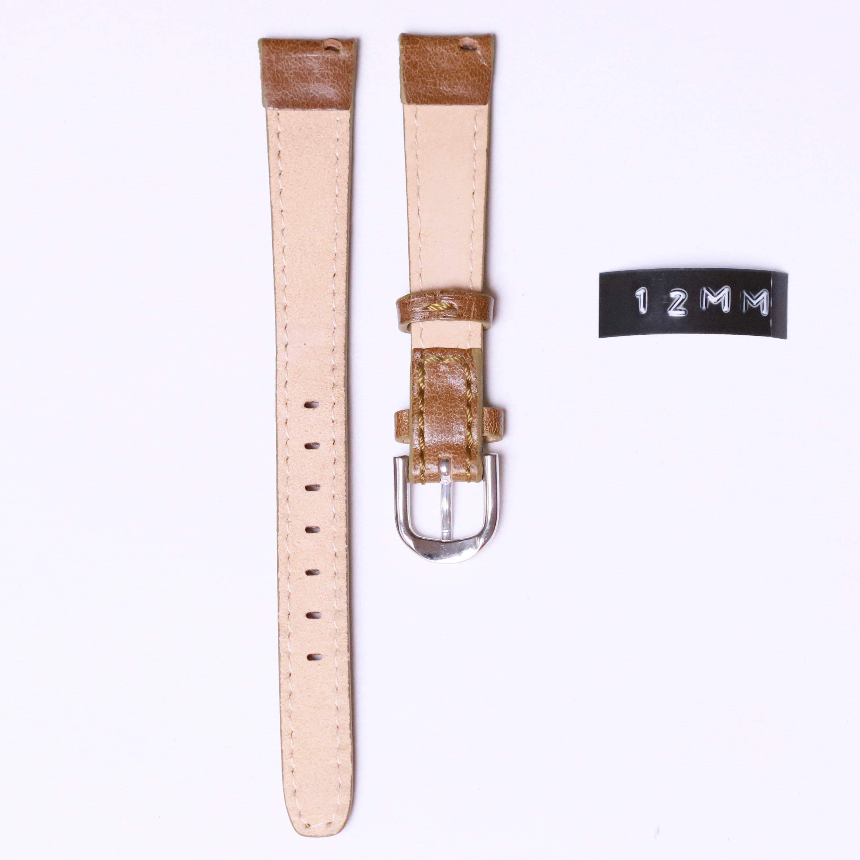 Natural Leather with steel buckle " Brown " 12mm - Azzam Watches