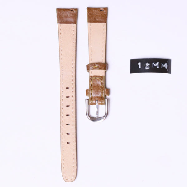 Natural Leather with steel buckle " Brown " 12mm - Azzam Watches 