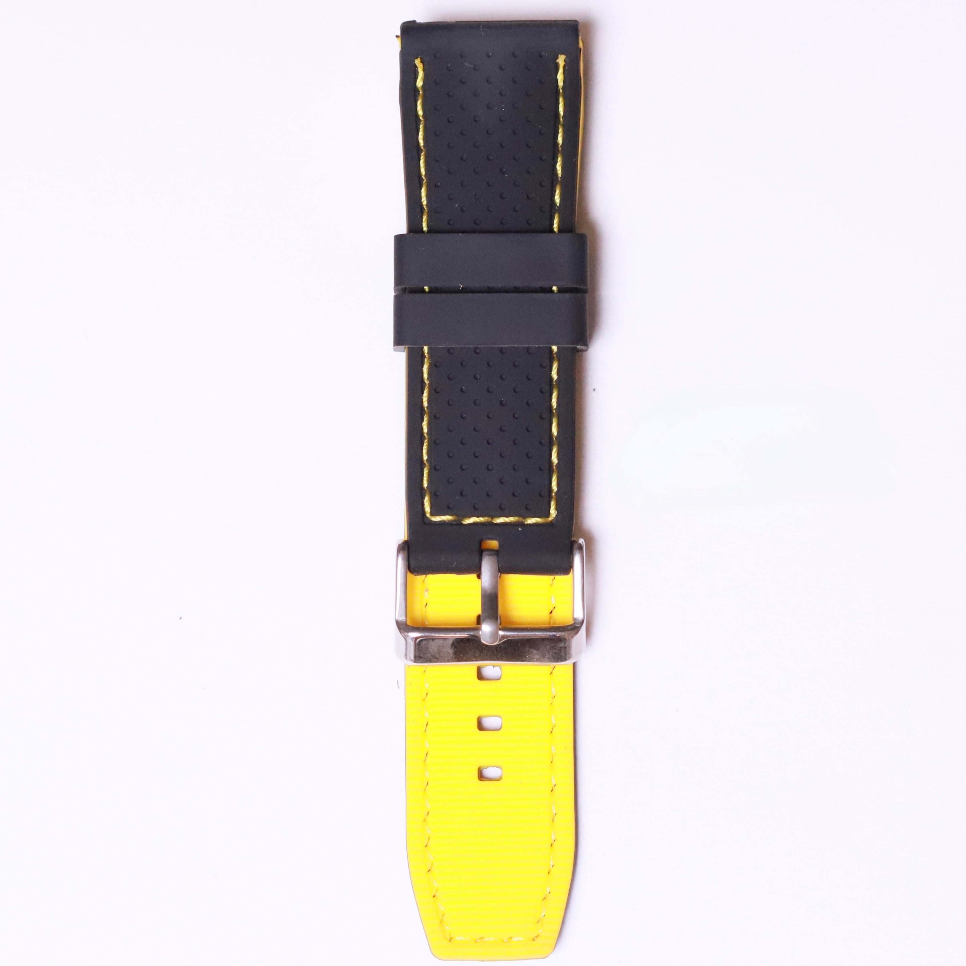Anti-Bacterial Black x Yellow rubber band 22mm - Azzam Watches