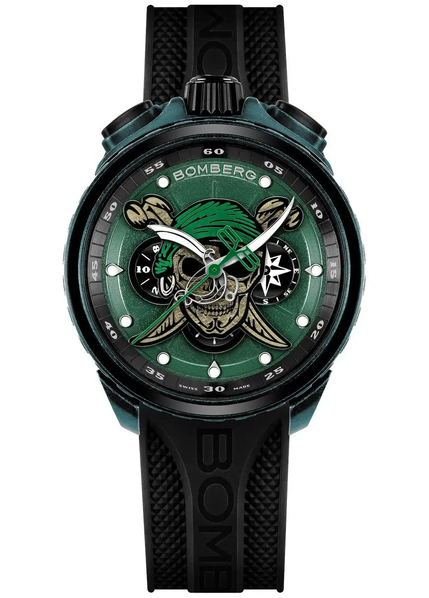 BOMBERG HERITAGE PIRATE SKULL GREEN