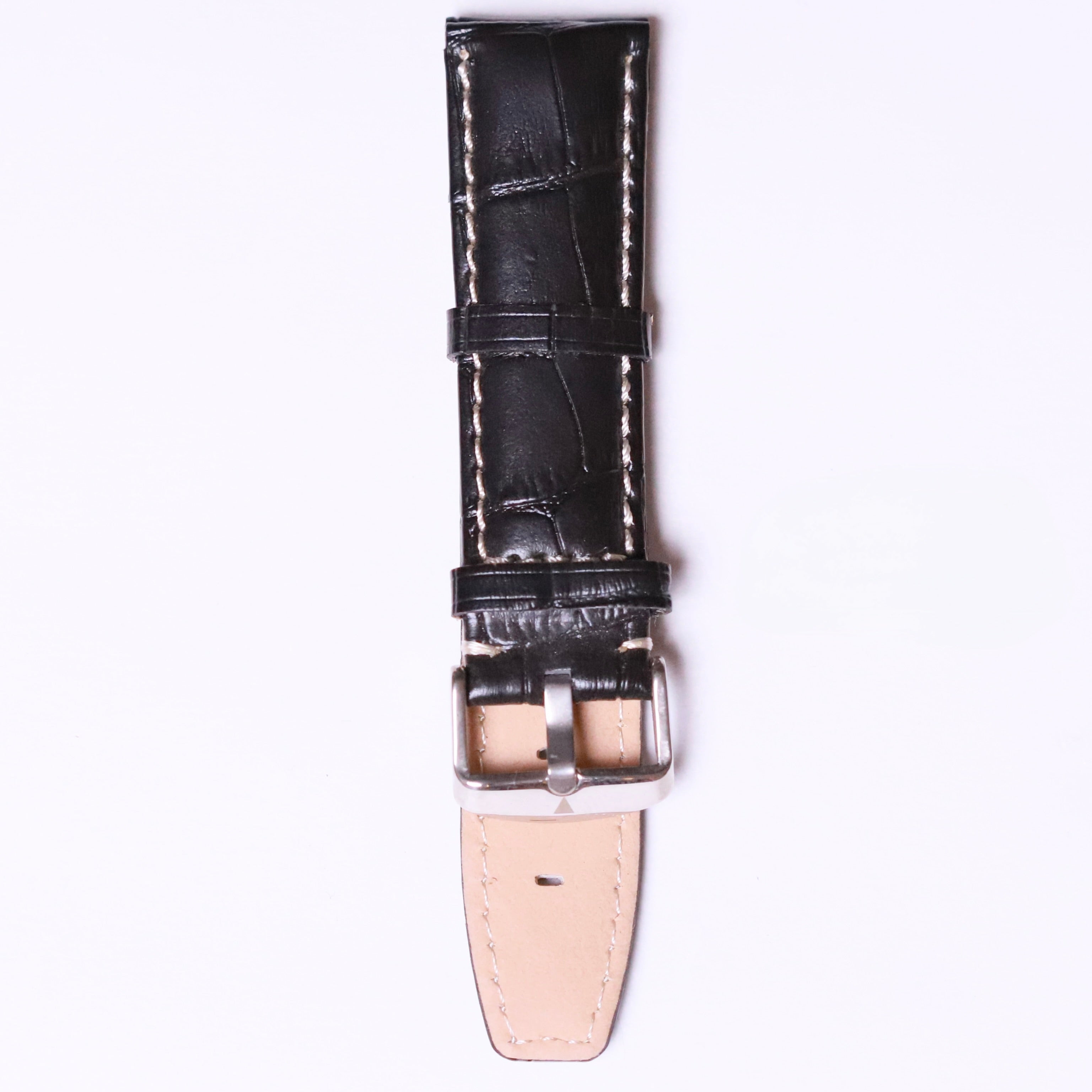 Ice ball antibacterial leather 22mm - Black with white silk - Azzam Watches