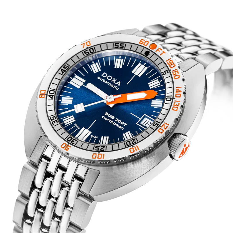 DOXA MEN'S SILVER TONE CASE BLUE DIAL AUTOMATIC WATCH