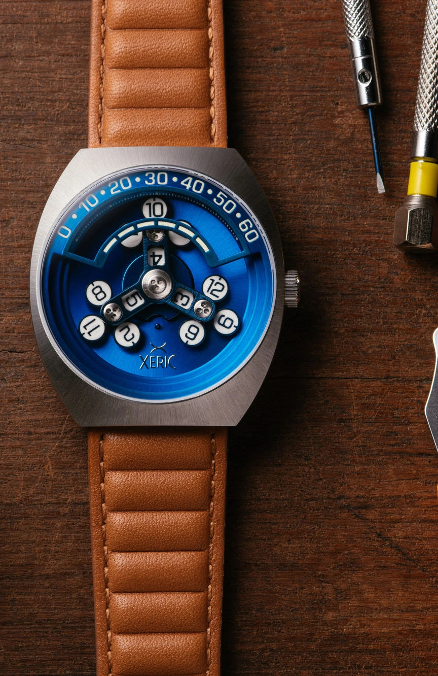 XERIC SCRAMBLER Scrambler Automatic Wandering Hour Blue Tan