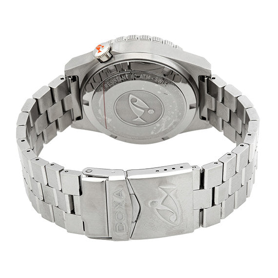 DOXA MEN'S SILVER TONE CASE ORANGE DIAL AUTOMATIC WATCH