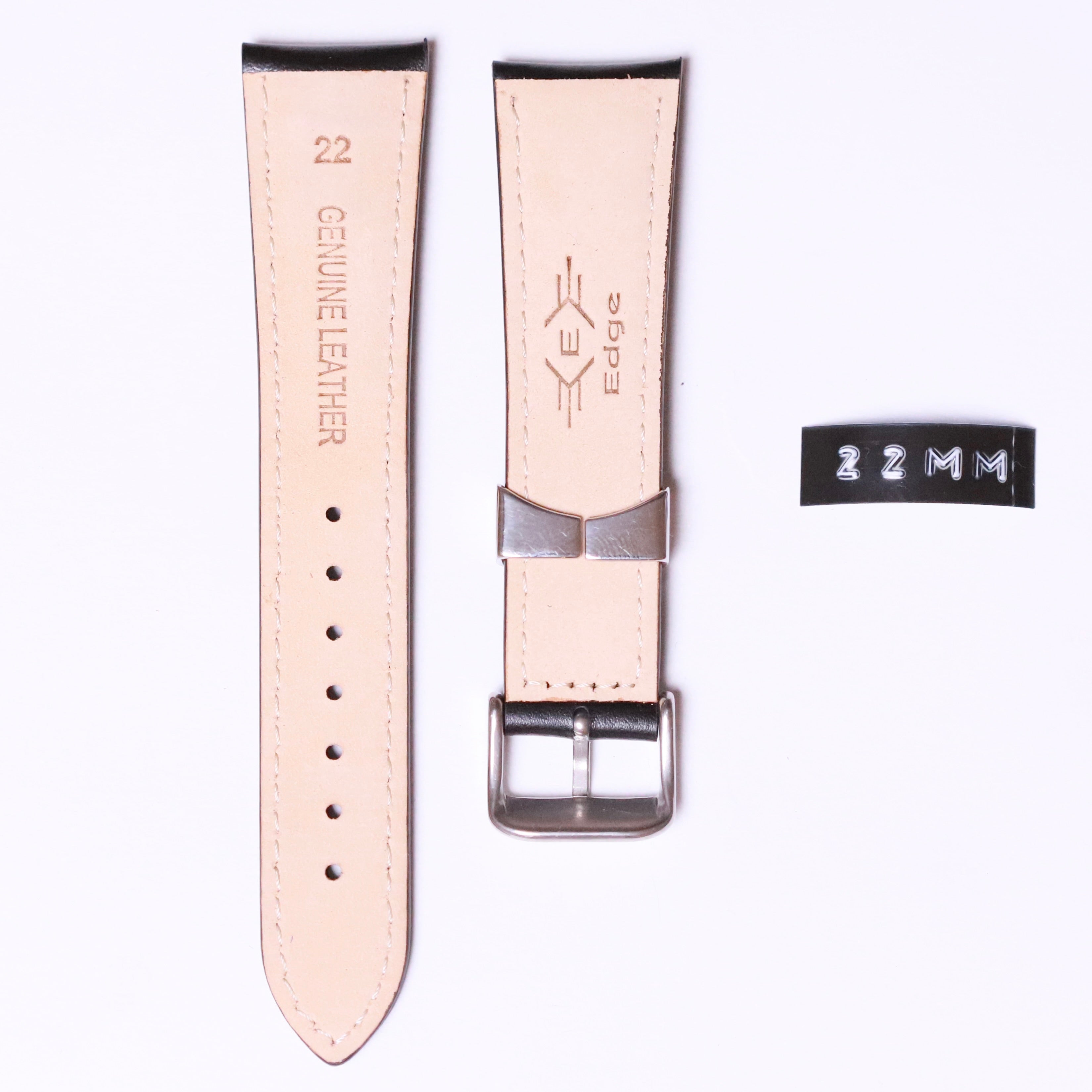 Edge High Quality cow leather 22mm " Black and Steel Buckle " - Azzam Watches