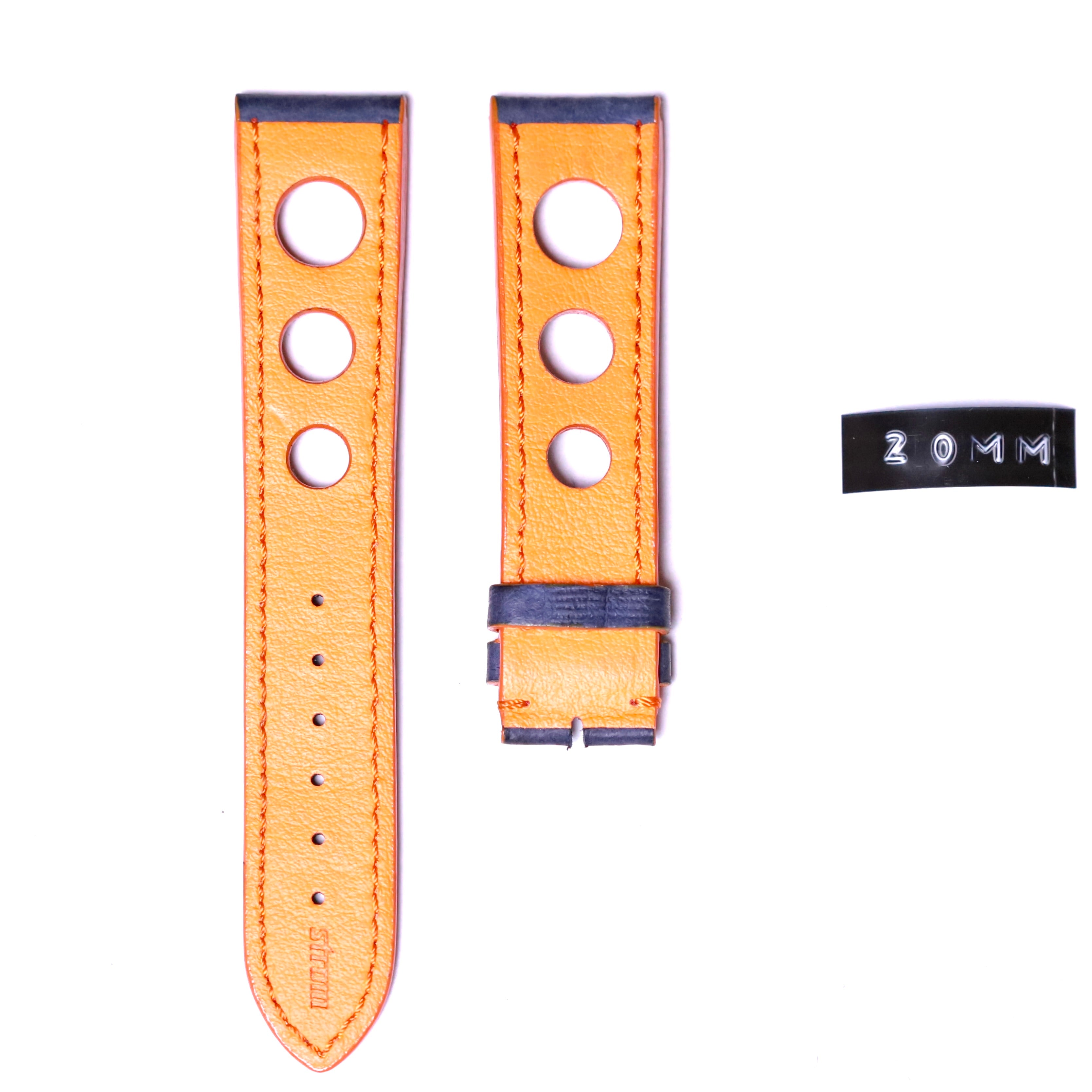 Storm High Quality Waterproof genuine leather 20mm Blue / Orange" - Azzam Watches