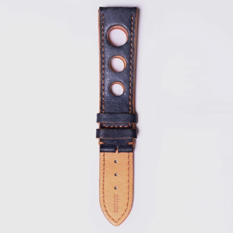 Storm High Quality Waterproof genuine leather 20mm Blue / Orange" - Azzam Watches