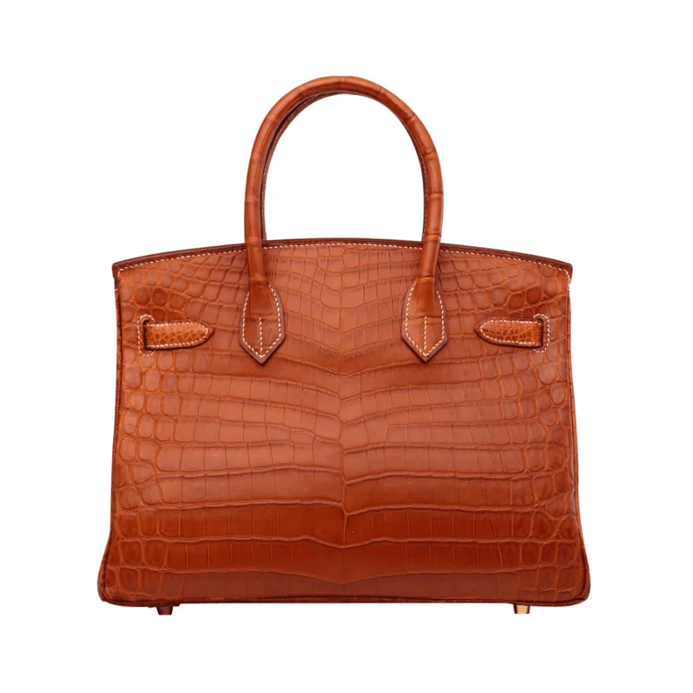 Hermes Birkin 30 Fauve Matt Croco Gold Hw Handbag