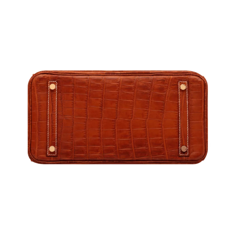 Hermes Birkin 30 Fauve Matt Croco Gold Hw Handbag