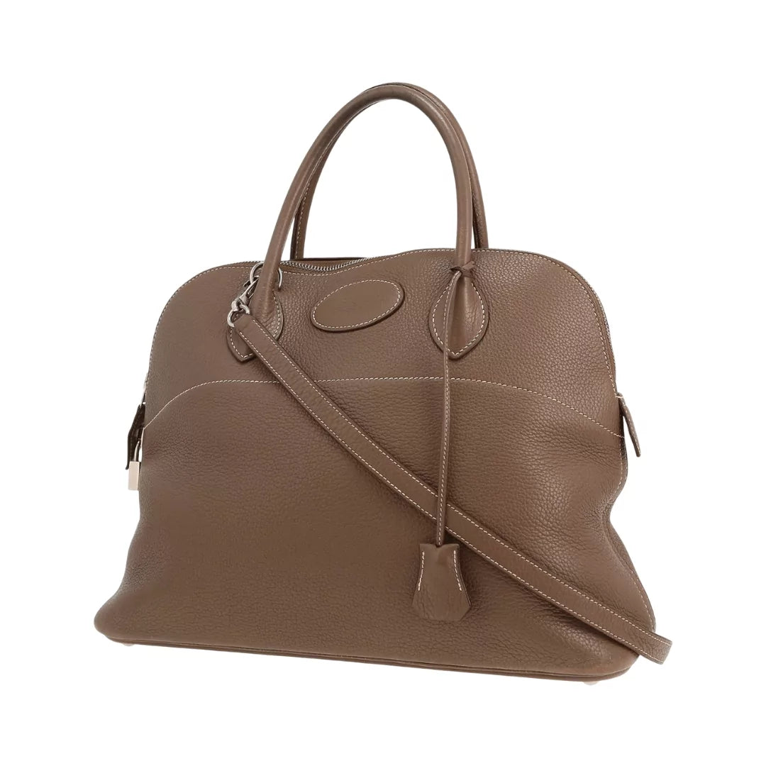 Hermes Bolide 35 Etoupe Clemence Leather palladium HW Hardware