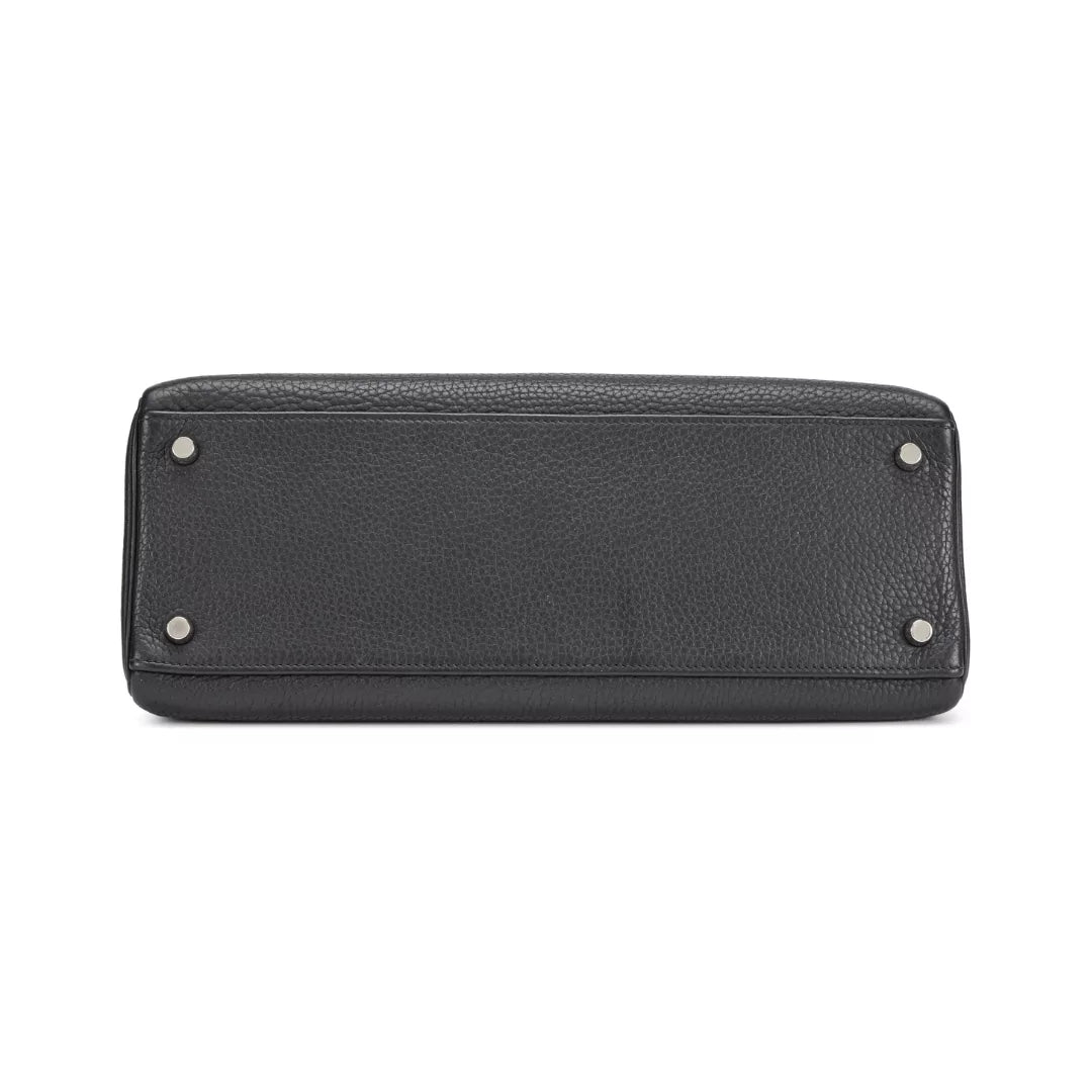 Hermes Kelly 32 Black Clemence Leather Palladium Hardware Hand Bag
