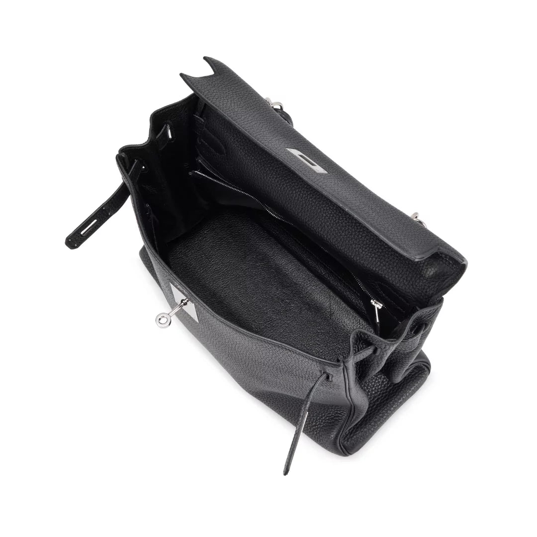 Hermes Kelly 32 Black Clemence Leather Palladium Hardware Hand Bag