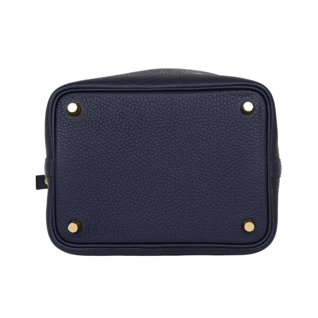 Hermes Picotin 18 Bleu Nuit Taurillon Clemence Leather Gold Hardware Bag