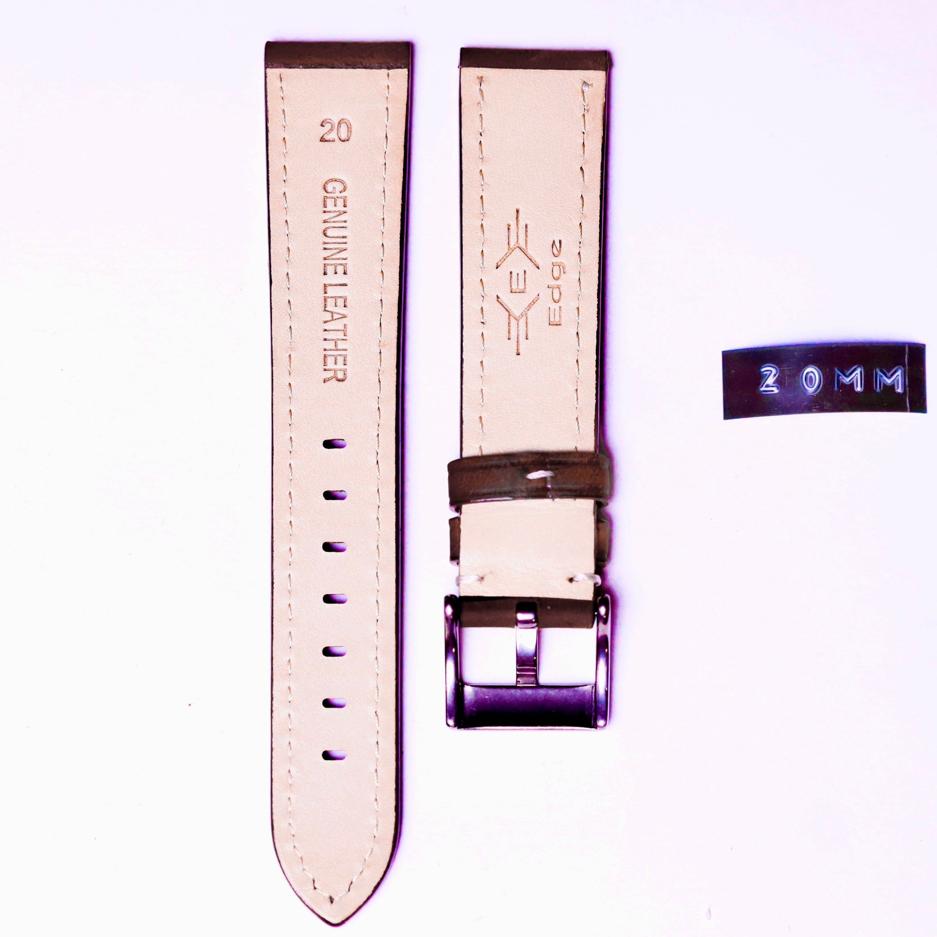 Edge High Quality cow leather 20mm " Brown " - Azzam Watches