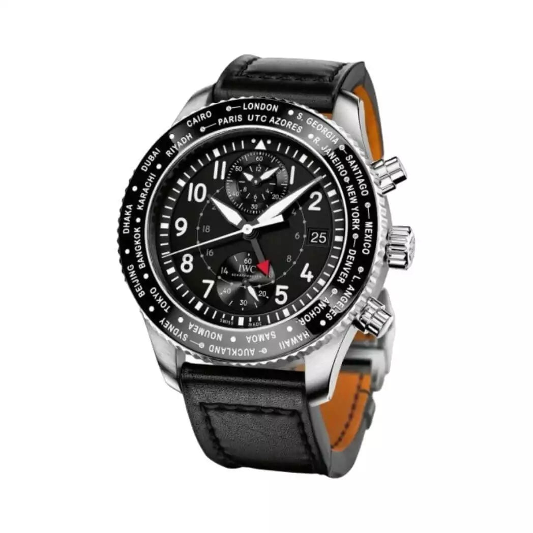 WC Pilots IW395001 Watch Timezoner Chronograph Black Dial