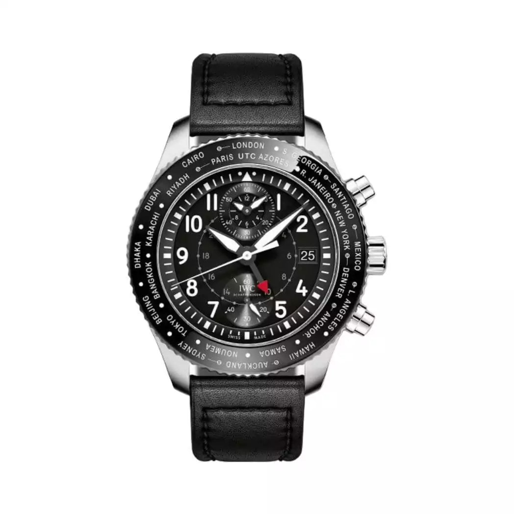 WC Pilots IW395001 Watch Timezoner Chronograph Black Dial