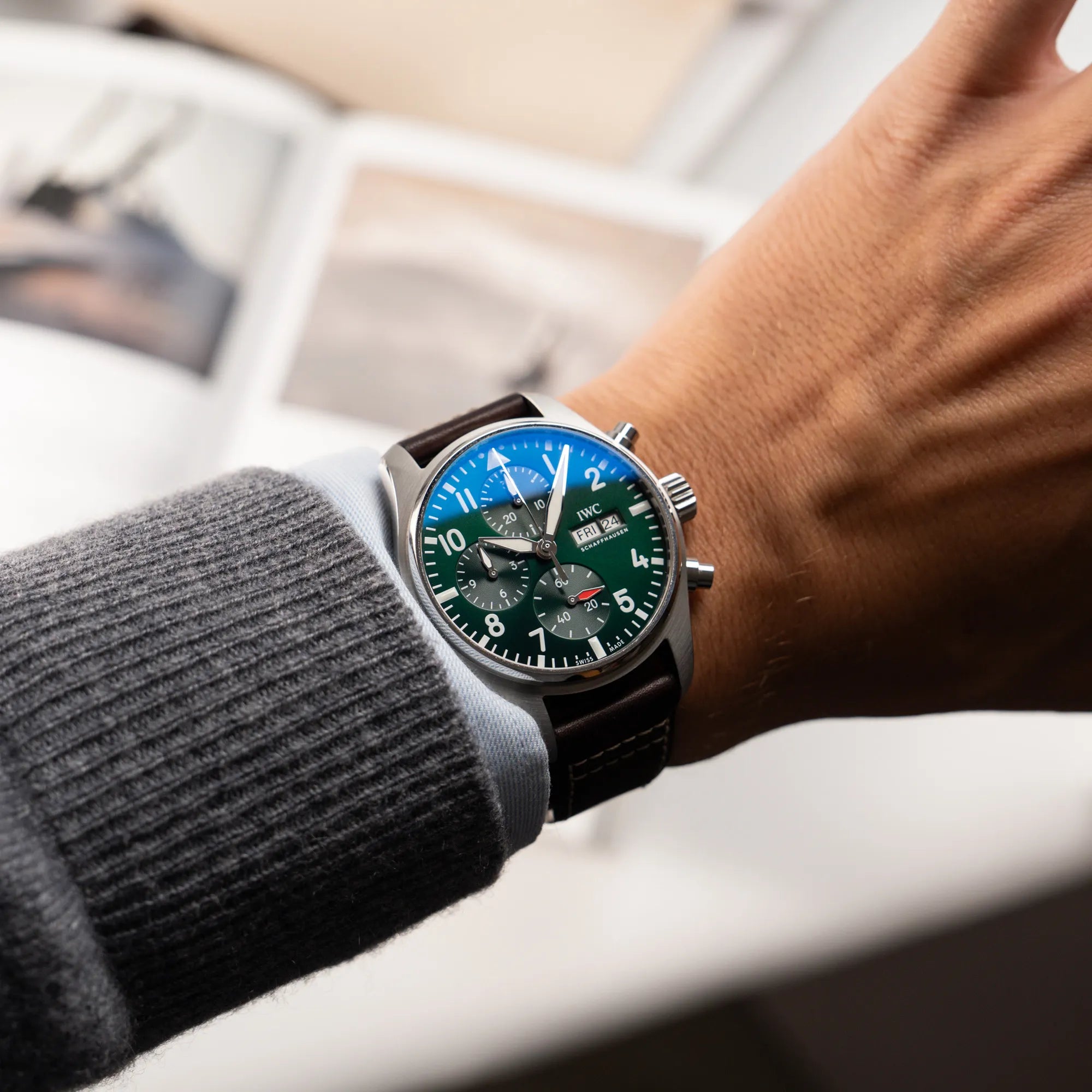 IWC Pilot Chronograph REF IW388103 41 Automatic Green Dial