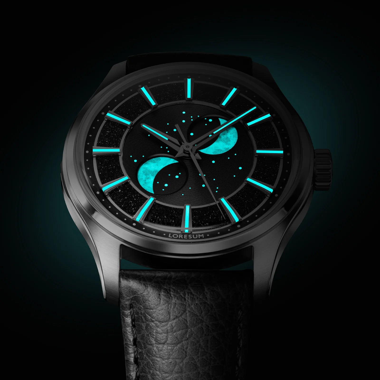 LS05 Double Moonphase Eclipse Black LS05-BK Loresum