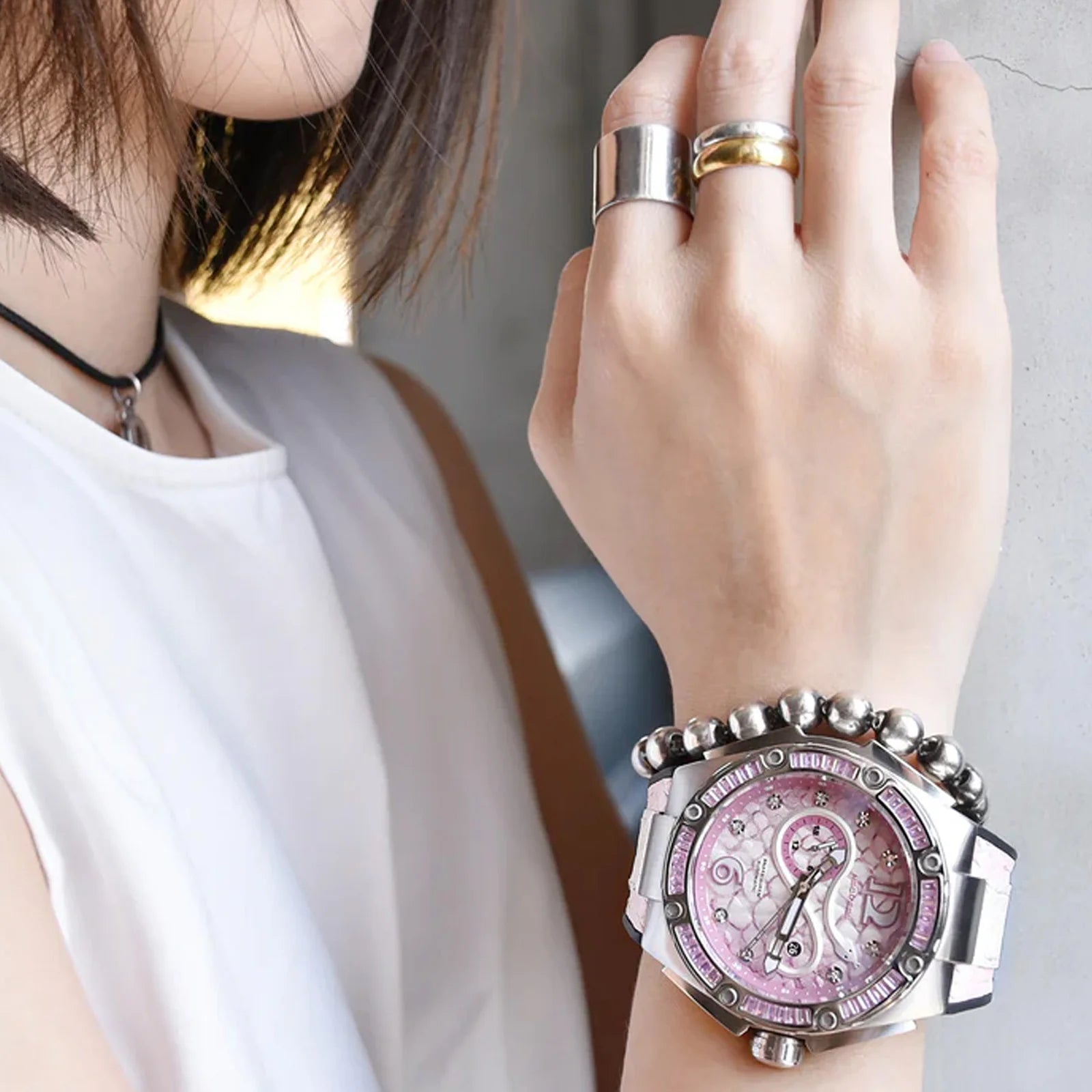 SnakeQueen Automatic 46mm Sakura Pink L0471-N11.12 NSquare