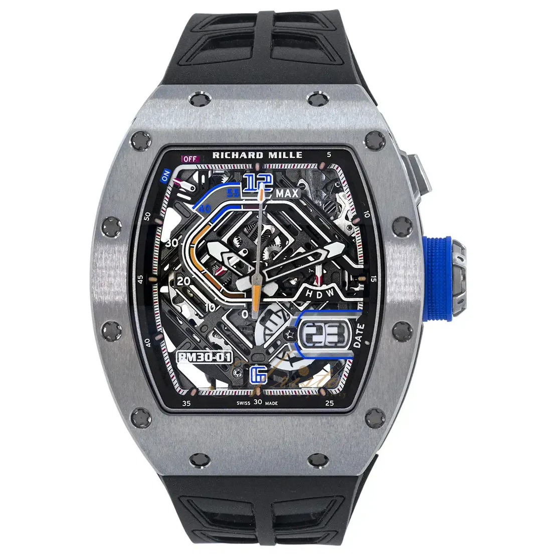 Richard Mille RM30-01 TI Automatic Winding with Declutchable Rotor Titanium 42mm Skeleton Dial Mens Watch