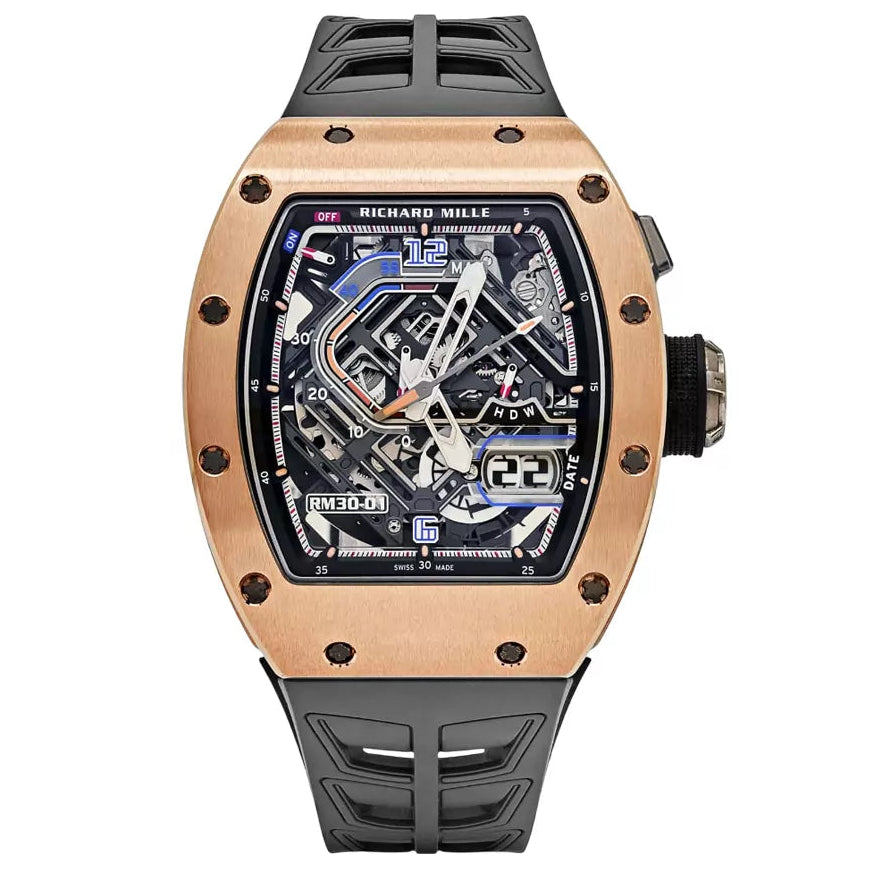 Richard Mille RM30-01 TI RG Automatic Rose Gold Declutchable Rotor Skeleton Dial 49.9mm Men’s Watch