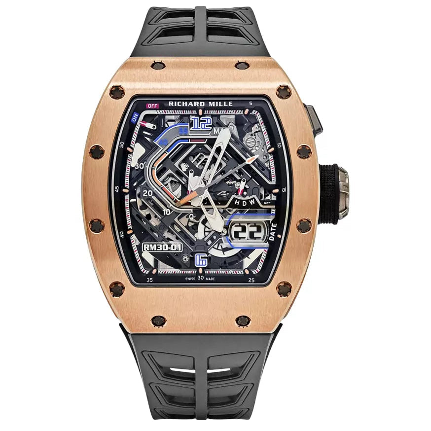 Richard Mille RM30-01 TI RG Automatic Rose Gold Declutchable Rotor Skeleton Dial 49.9mm Men’s Watch