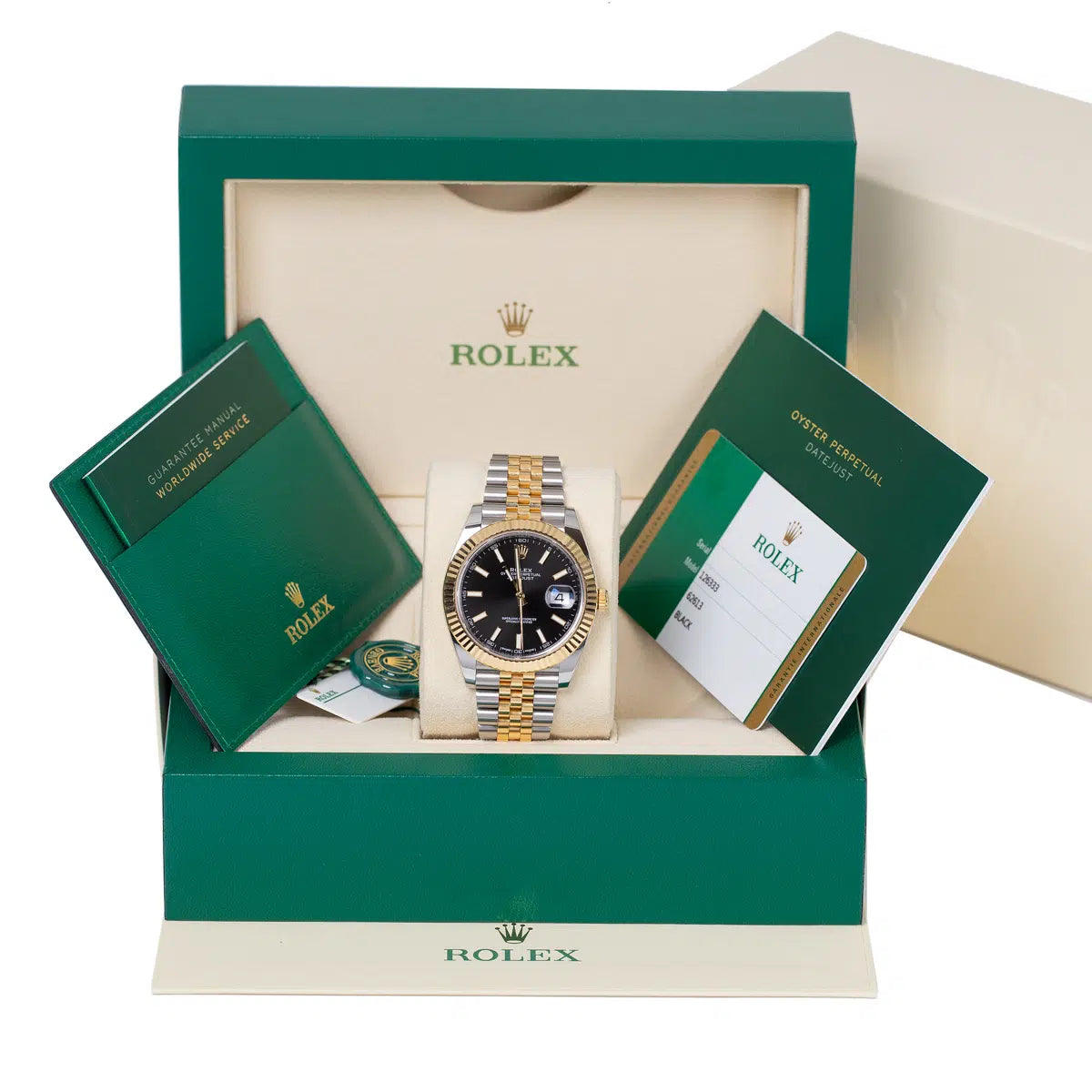 Rolex Datejust 126333 Bkij Black Index Dial Fluted Yellow Gold Bezel 41Mm 18Kt Yellow Gold & Steel Jubilee Bracelet Men’S Watch