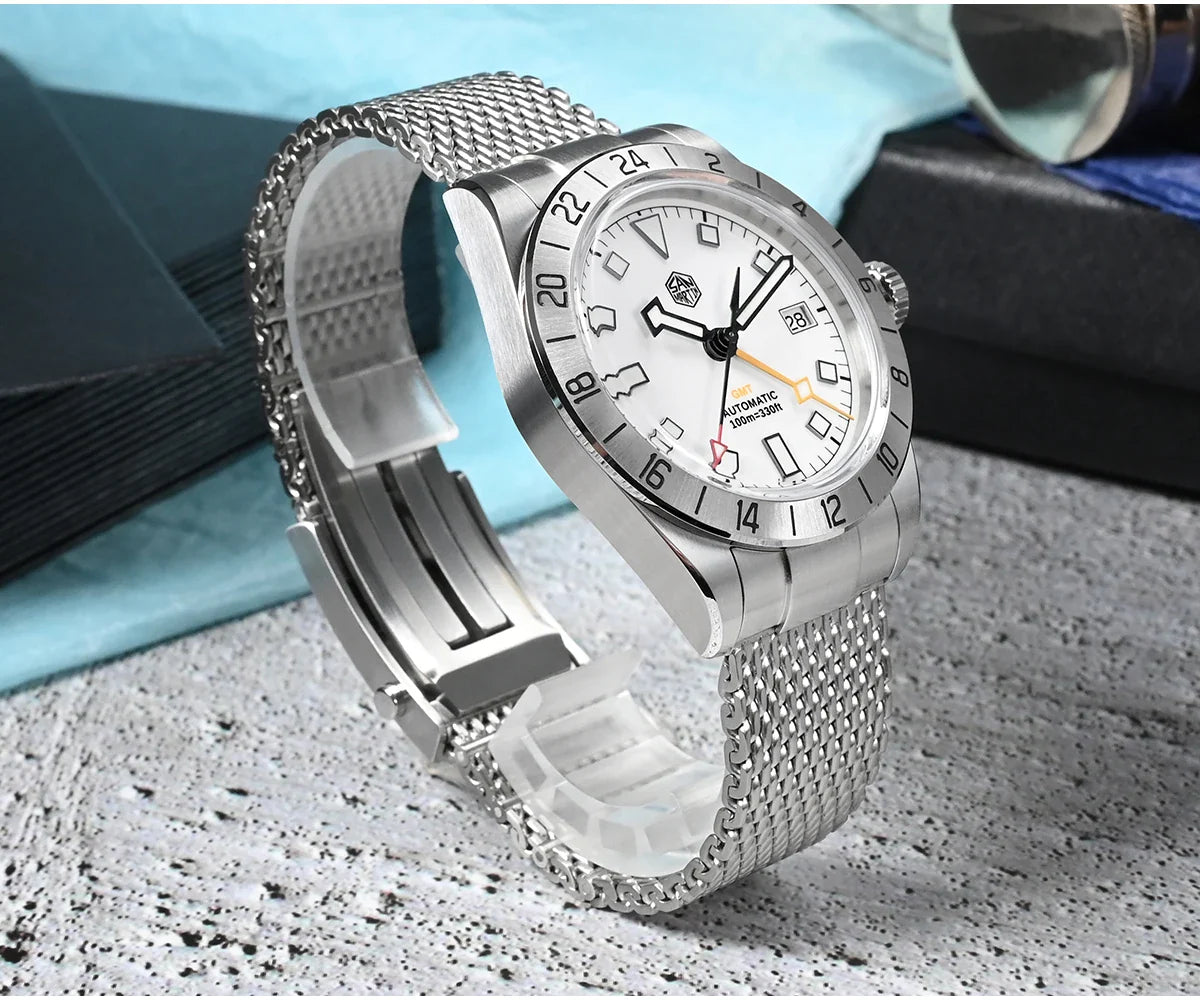 San Martin Automatic 10Bar GMT Mesh Milanese Bracelet 39mm