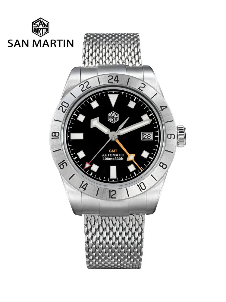 San Martin Automatic 10Bar GMT Mesh Milanese Bracelet 39mm