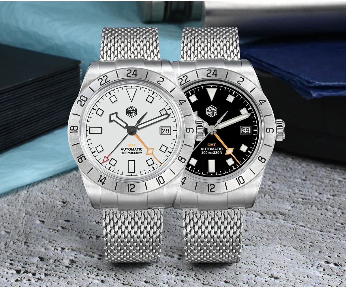San Martin Automatic 10Bar GMT Mesh Milanese Bracelet 39mm